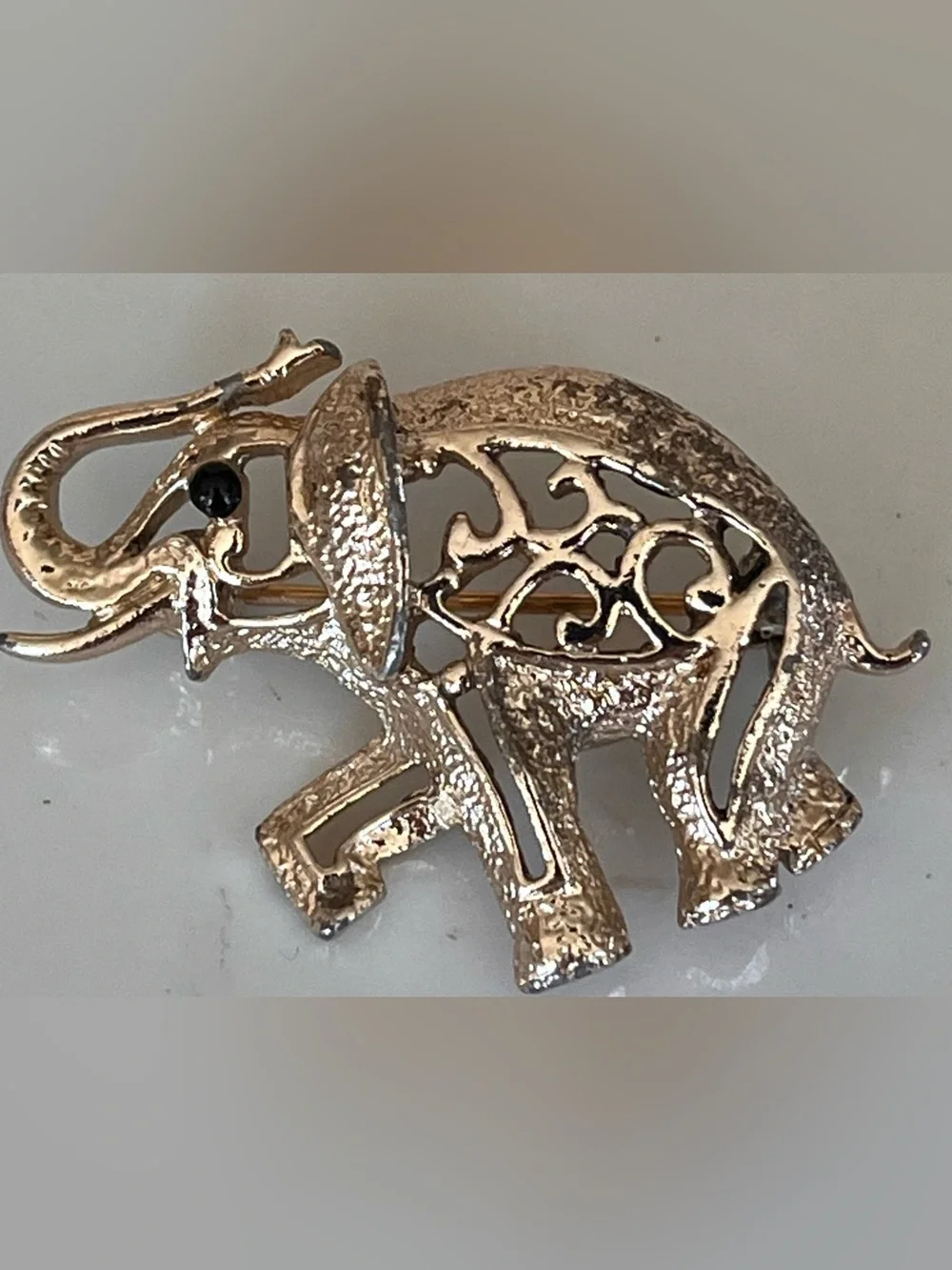 Vintage Gold Elephant Brooch Pin by Sarah Coventry